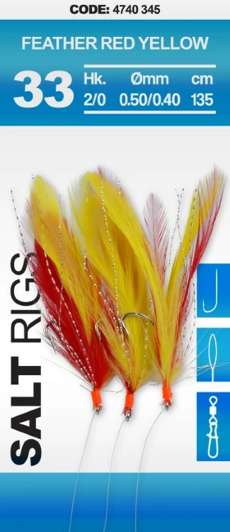 Spro Salt Rig #33 Feather Red Yellow 3 Spro Salt Rig #33 Feather Red Yellow